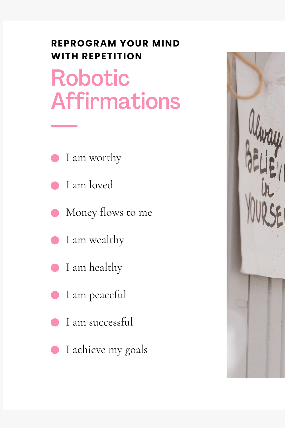 Robotic Affirmations manifesting, reprogram your subconscious, money blocks, abundance & prosperity