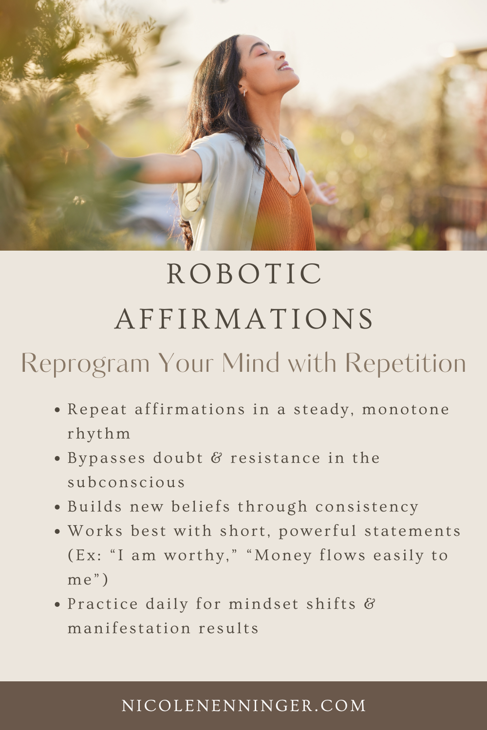 robotic affirmations manifesting and law of attraction and affirmations